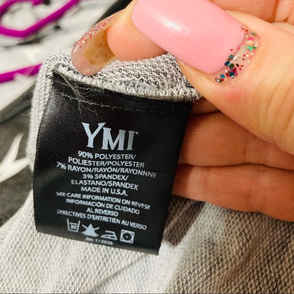 Gray v-neck oversized terry knit women sweatshirt hoodie lightning bolts, size M - Picture 5 of 6